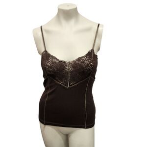 GANT Brown Lace Camisole XL Spaghetti Strap Fitted Stretch Tank Top